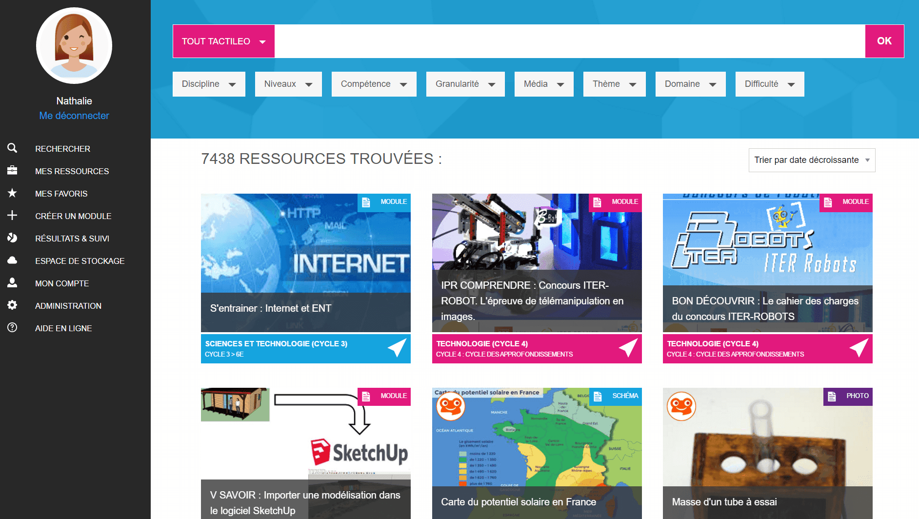 Interface de la plateforme de formation Tactileo de Maskott